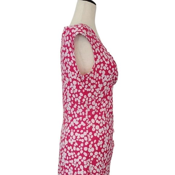 American Living Pink & White Polka-dot V-neck Ruched Cap Sleeve Dress Size 10 - Picture 3 of 9